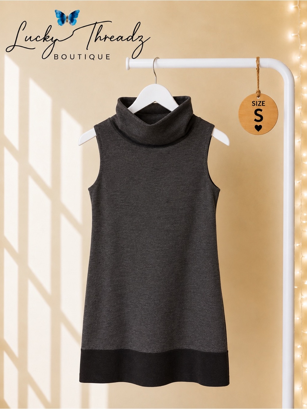 90s Express Charcoal Gray Colorblock Funnel Neck Mini Dress S Vintage